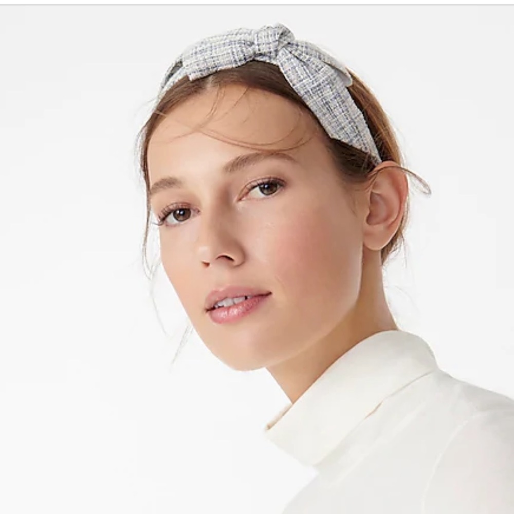 ❌SOLD❌J. Crew Bow Headband In Ivory Tweed NWT